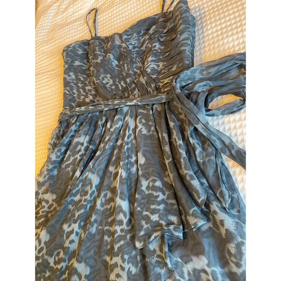 Rebecca Taylor Y2K Spaghetti Strap Cocktail Dark Gray Cheetah Mini Event Dress 8 - Picture 15 of 15